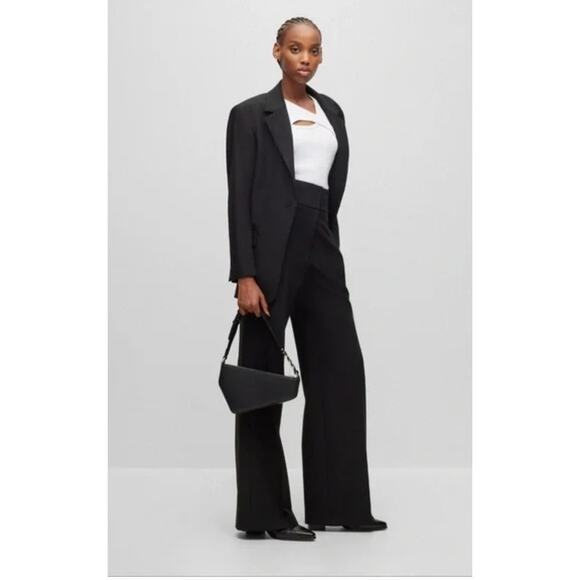 Boss Hugo Boss Pants Womens 12 Black Bootcut Trousers Mid Rise - Picture 1 of 9